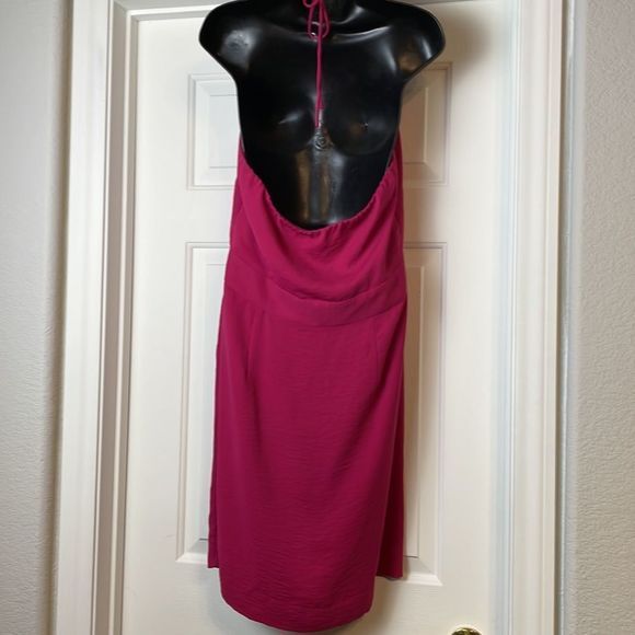 Hot Pink Halter Backless Dress - Picture 3 of 4